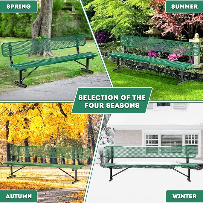 8FT/96INCH Heavy Duty Metal Park Bench - Image 7