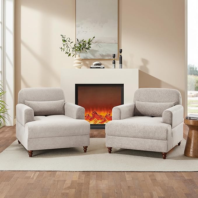 Oversized Chaise Lounge Chair Set of 2, Cloud Fluffy Chaise Sofa Recliner by VANOMi