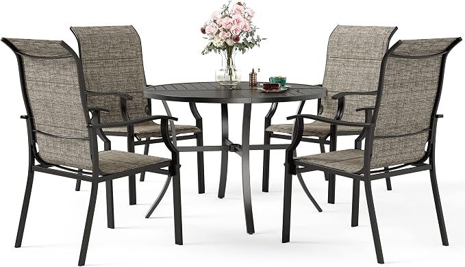 5 Piece Patio Dining Set for 4, Outdoor Table and Chairs Set by SUNSHINEVALLEY