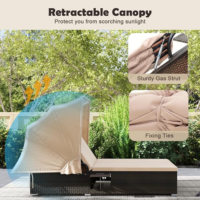 RELAX4LIFE Outdoor Daybed with Retractable Canopy - Image 5