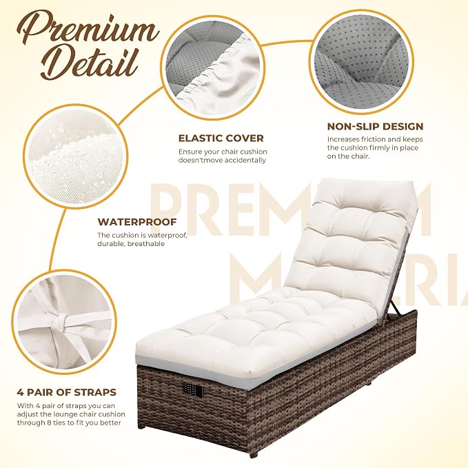 Outdoor Lounge Chair Cushions, Chaise Lounge Cushions - Image 3