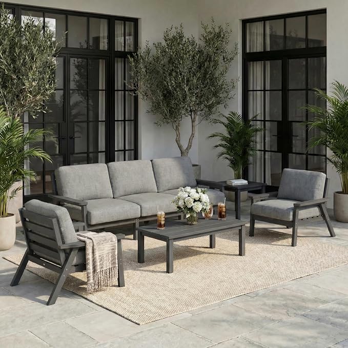 HDPE 5 Piece Patio Furniture Set, Outdoor Couch by YourPerfectOutdoorEscape