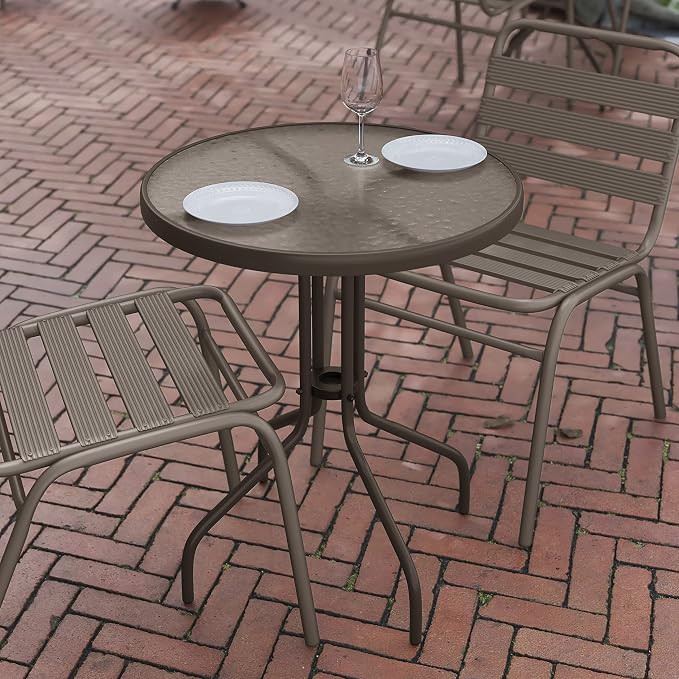 Flash Furniture Bellamy 23.75'' Round Tempered Glass Metal Table - Image 7