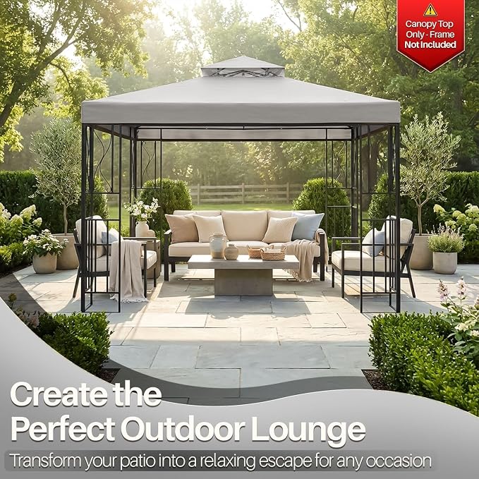 Flexzion Gazebo Cover Replacement Canopy Top 12x12 Ft - Image 2