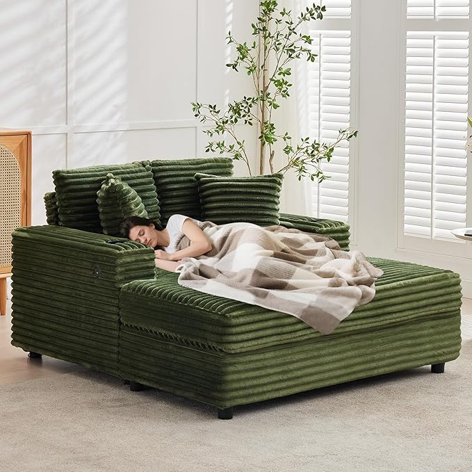 GarveeHome Oversized Chaise Lounge Chair Indoor, 56x60 in Comfortable Corduroy - Image 9