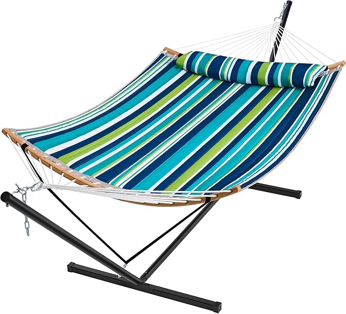 SUPERJARE Hammock with Stand, 2 Person Heavy Duty Hammock with Padded Cotton by SUPERJARE