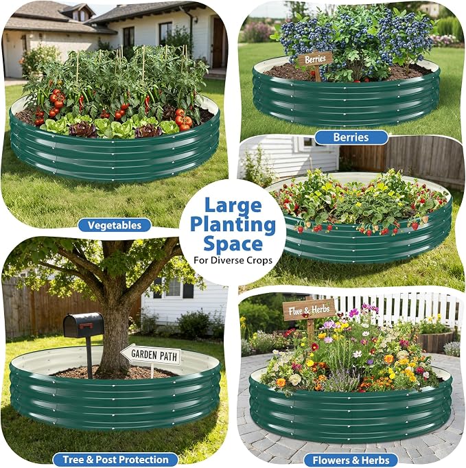 Round Galvanized Raised Garden Bed, Heavy Duty Metal Planter Box - Image 2