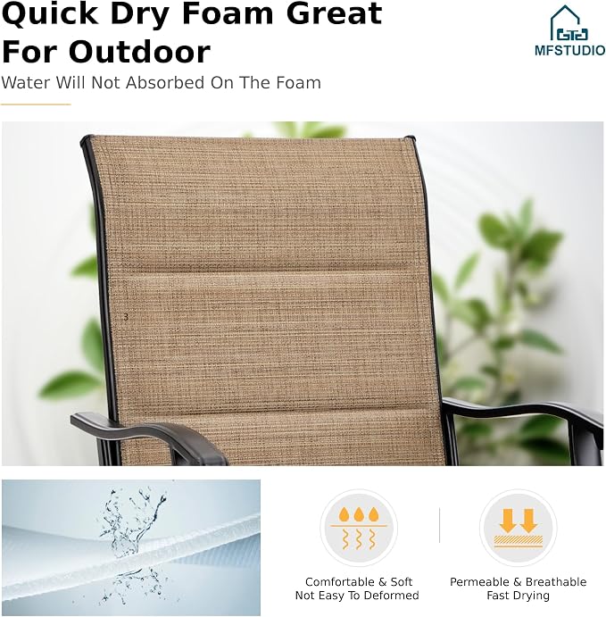 MFSTUDIO 3 Piece Outdoor Swivel Bar Set, Outdoor Bar Table and Chairs Set - Image 2