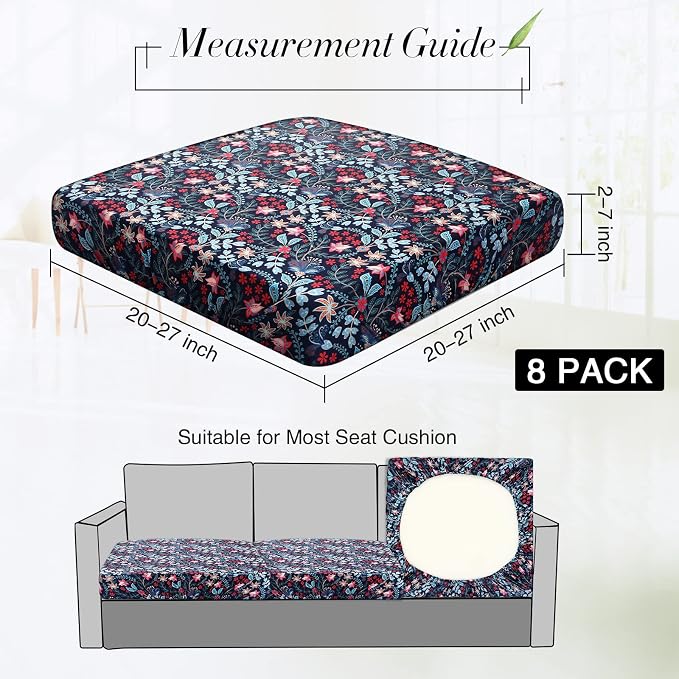 Newwiee 8Pcs Patio Cushion Covers Stretch Outdoor Cushion Cover Replacement - Image 2