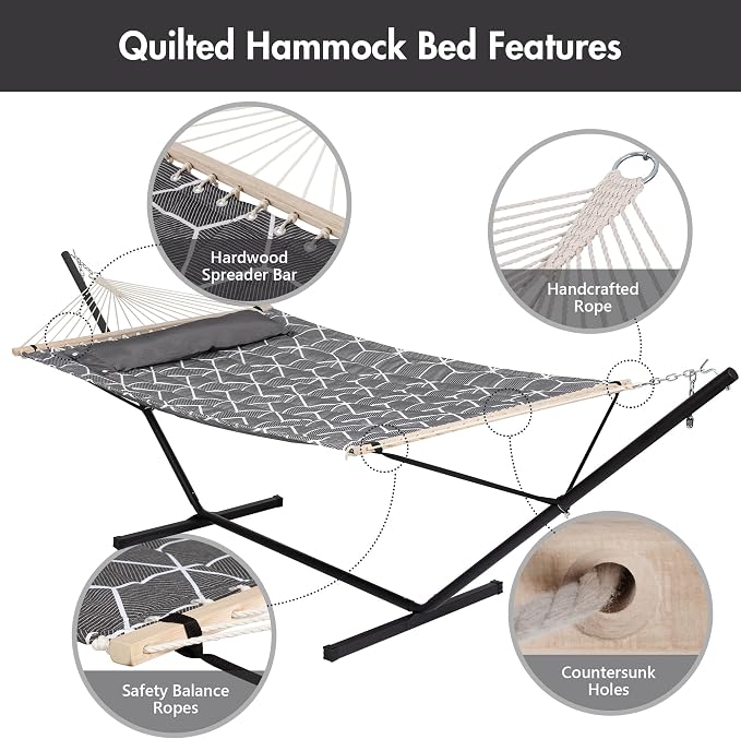 ANOW Double Hammock with Stand Included, 2 Person Hammock with Stand - Image 3