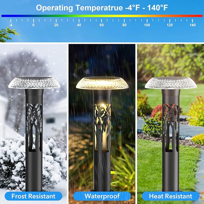 Large Solar Pathway Lights 6 Pack, 8 Modes Solar Lights Outdoor Landscape - Image 4