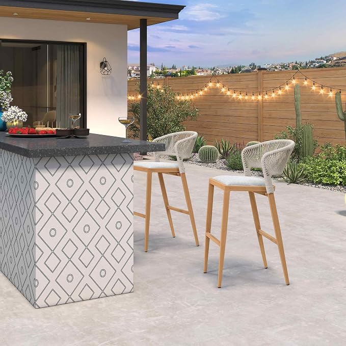 PURPLE LEAF Set of 2 Bar Stools Outdoor Barstools - Image 4
