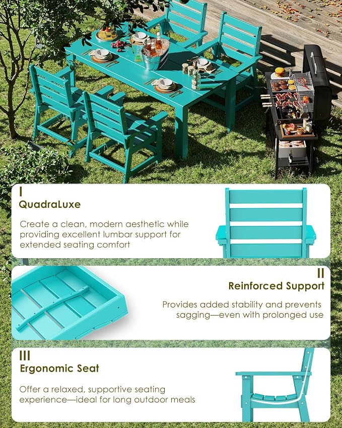 GREENVINES Outdoor Dining Chairs Set of 2 | HDPE | Patio Chair | All-Weather | - Image 5