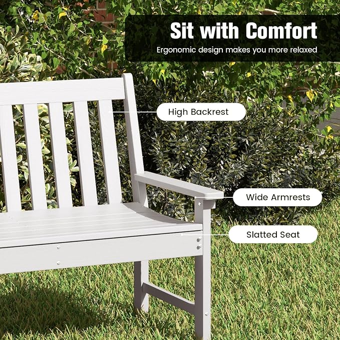 Tangkula HDPE Outdoor Garden Bench - Image 6