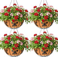 14 inch Metal Hanging Baskets For Plants Outdoor 4 Pack Round Metal Wire by JFFLYIT