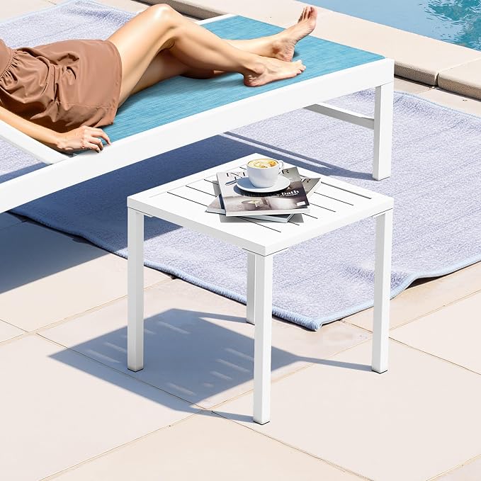 Crestlive Products Aluminum Outdoor Side Table, Pool Lounge Chair Side Table - Image 4