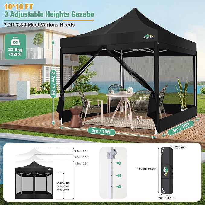 COBIZI Canopy Tent 10x10 Heavy Duty, Pop Up Gazebo - Image 4