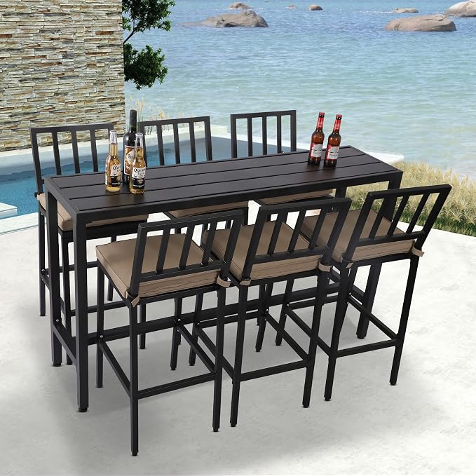 Outdoor Patio Bar Set, Bar Height Patio Dining Set, Weather-Resistant Bistro - Image 6