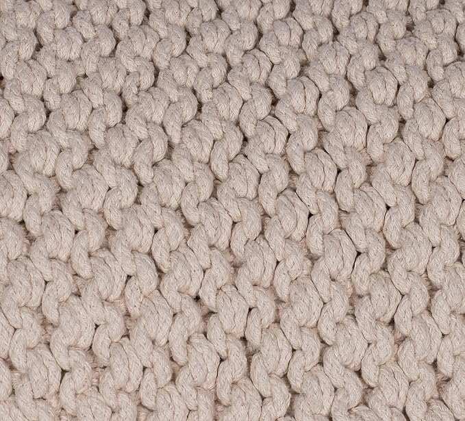BIRDROCK HOME Square Pouf Ottoman | Cotton Braided Foot Stool - Image 11