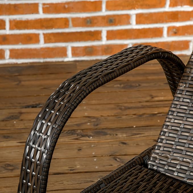 Outsunny Wicker Outdoor Chaise Lounge Set of 2, 5-Level Adjustable Backrest PE - Image 9