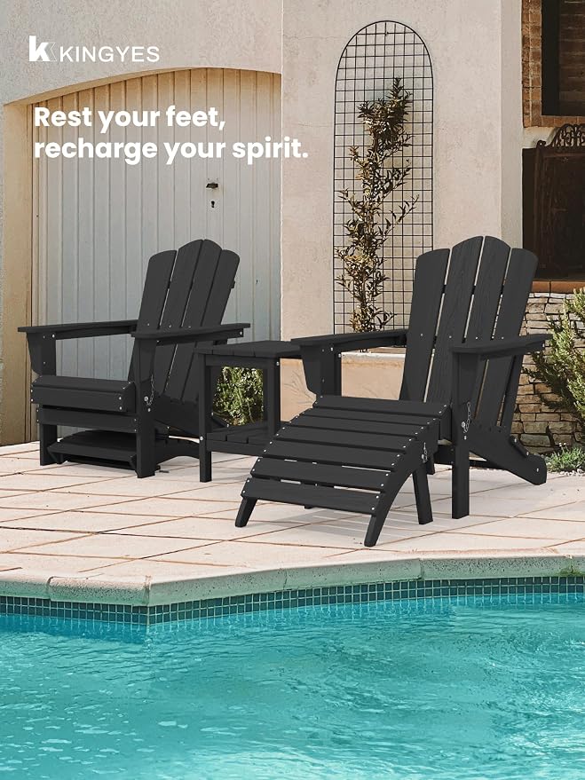 KINGYES Folding Adirondack Ottomans Set of 4 - Image 4