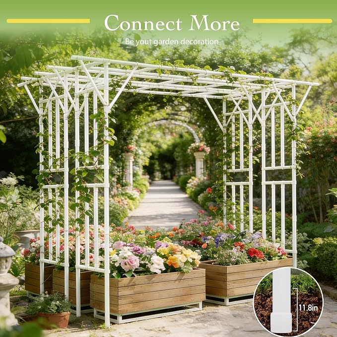 Flat Top Garden Arch Trellis 11FT x 9FT, Super Large Arbor Trellis - Image 6
