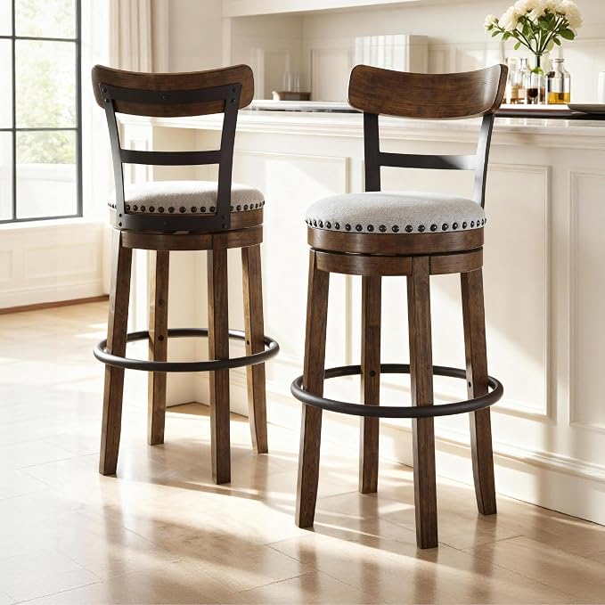 Signature Design by Ashley Valebeck | 30″ Farmhouse Pub-Height Swivel Barstool - Image 2