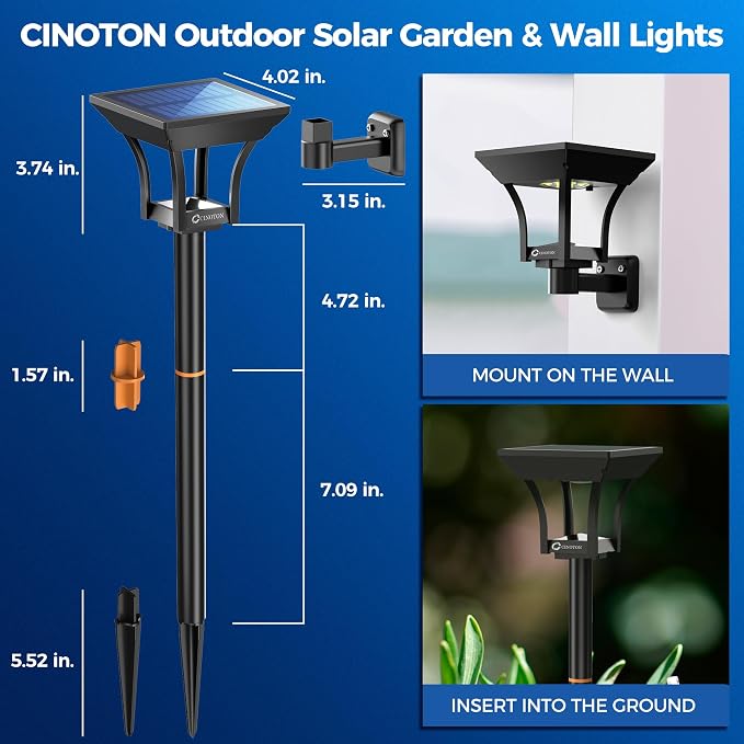 CINOTON 2-in-1 Solar Pathway Lights Outdoor - Image 6