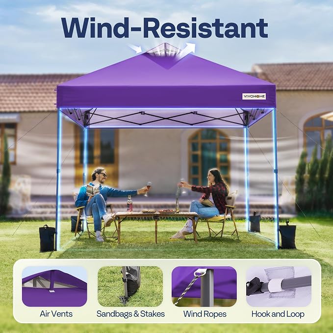 VIVOHOME 10x10ft Pop Up Canopy Tent One Push Setup Outdoor Portable Shelter - Image 6