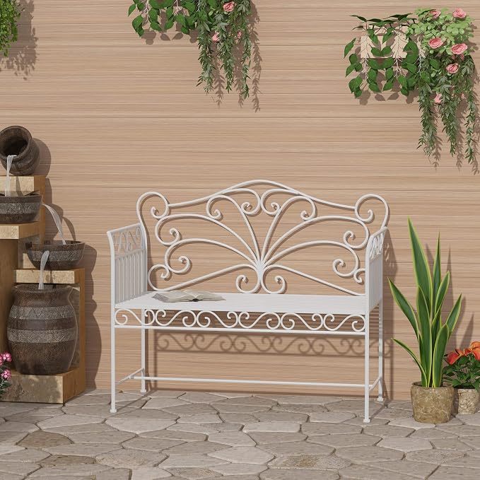 Outsunny 43" Garden Bench, Outdoor Patio Bench - Image 2