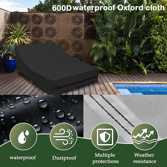 Outdoor Daybed Cover Heavy Duty 600D Weather-Resistant Waterproof Patio Sunbed - Image 5