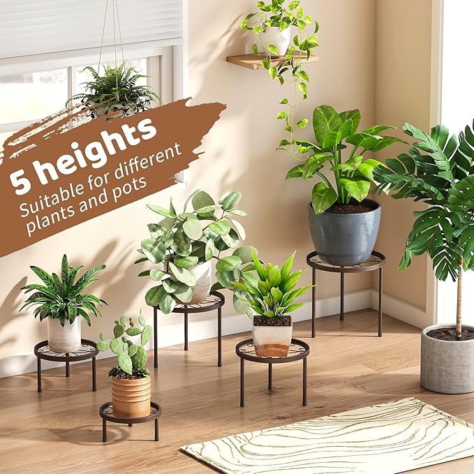 Plant Stand Indoor Outdoor 5 Pack Heavy Duty Metal Stand Multiple Plants - Image 3