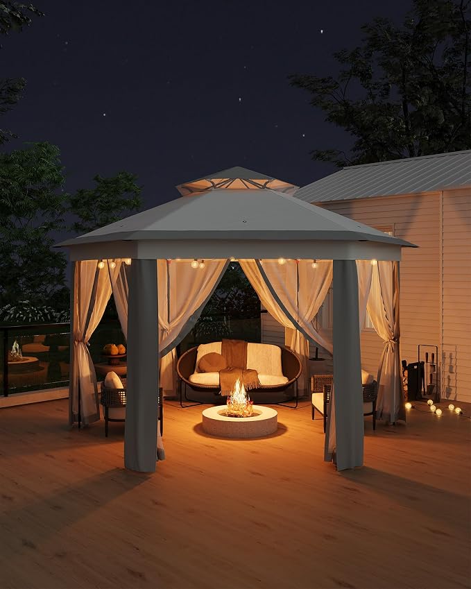 13'x13' Pop-Up Gazebo, Outdoor Hexagonal Patio Gazebo - Image 2