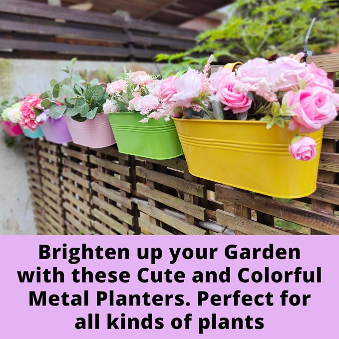 LaLaGreen Rail Planter Outdoor Plants Colorful Metal Iron Strawberry Hanging - Image 8