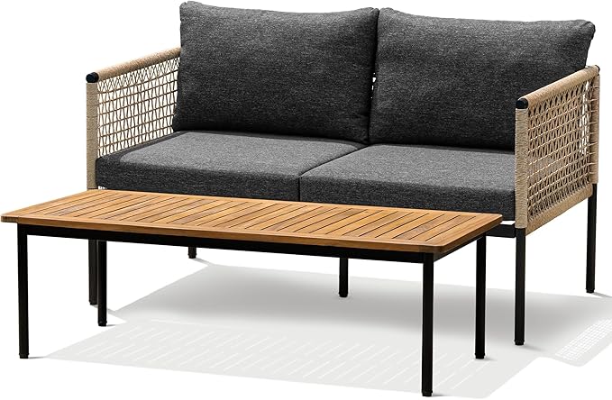 Idzo Oscar Wicker Metal Loveseat by Idzo