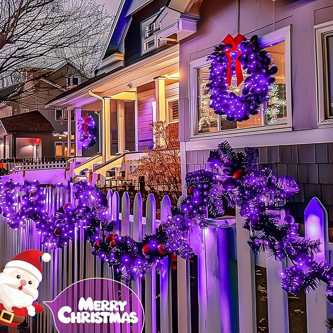 JMEXSUSS 4 Pack Purple Solar String Lights Outdoor Waterproof, 100 LED 33ft - Image 5