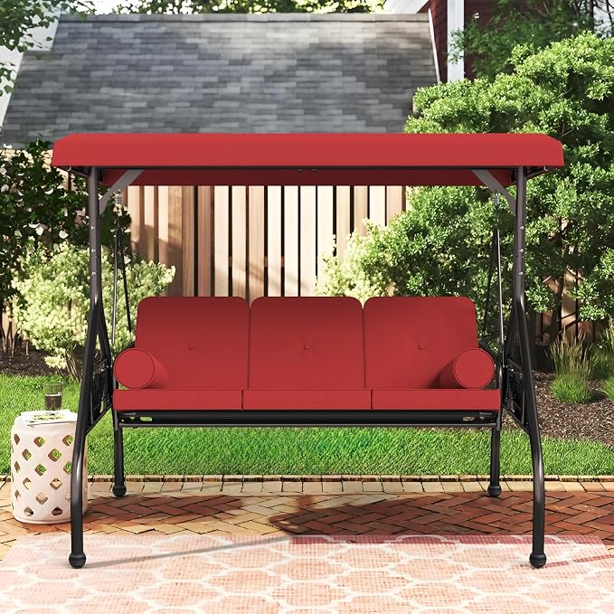 Oakcloud 3-Seat Outdoor Porch Swing, Large Converting Swing Chair - Image 6