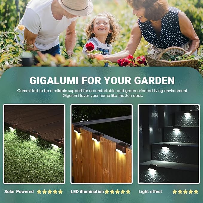 GIGALUMI 12 Pcs Solar Deck Lights, Bronze Finished Waterproof Led Solar Lamp - Image 6