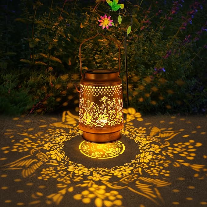 2 Pack Solar Lanterns Outdoor Hummingbird Garden Decor, Gifts - Image 3