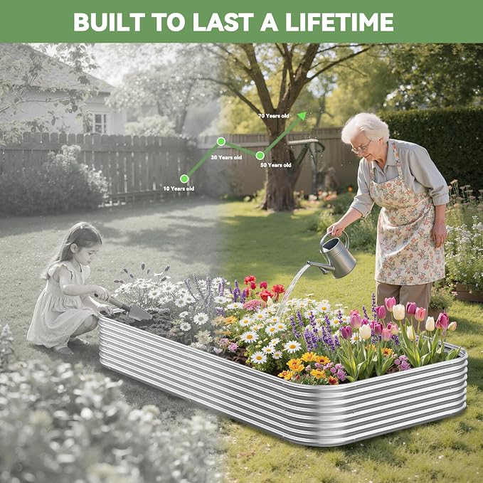 3 Pack 8x4FT Raised Beds for Gardening, Corrugated Galvanized Steel Raised - Image 8