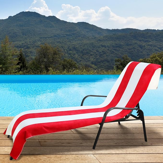 Superior Cabana Cotton Lounge Chair Cover, Outdoor Towel/Chaise Furniture Covers - Image 2