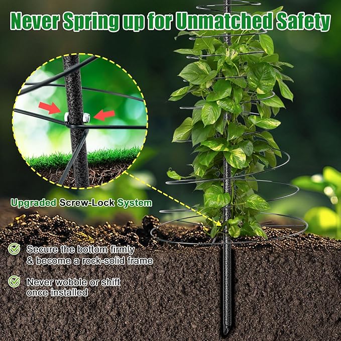 Spiral Frame Trellis for Climbing Plants Outdoor -72" Tall Heavy Duty Metal - Image 4