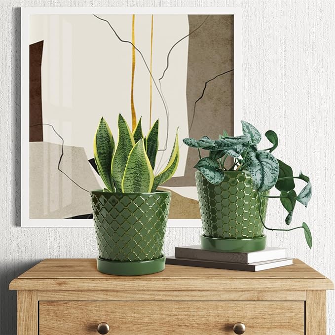 EFISPSS Ceramic Plant Pots, 5 Inch Planters - Image 5