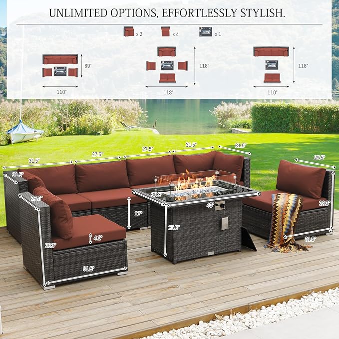 BULEXYARD 7 Piece High Back Outdoor Furniture Set - Image 3