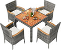 Shintenchi 5 Piece Patio Dining Set, Wicker Patio Conversation Set by Shintenchi