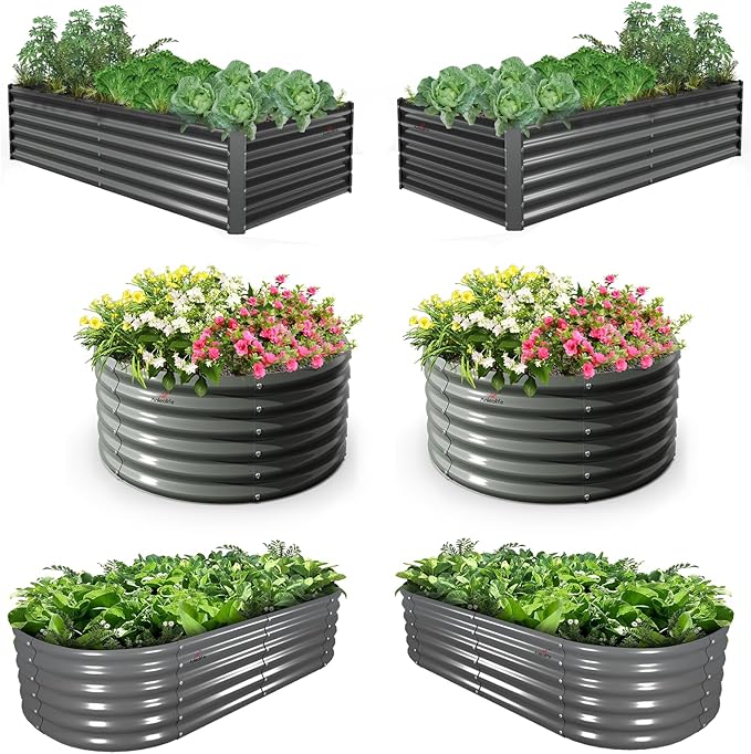 A ANLEOLIFE 6-Pack 4X4 & 6X3 & 6X2 Deep Root Galvanized Raised Garden Beds by AAnleolife