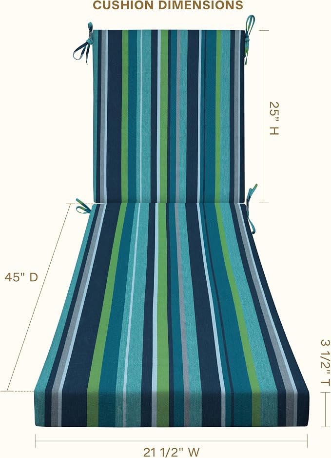 Honeycomb Outdoor Heritage Chaise 21.5 x 70, Stripe Poolside Chaise Lounge - Image 4