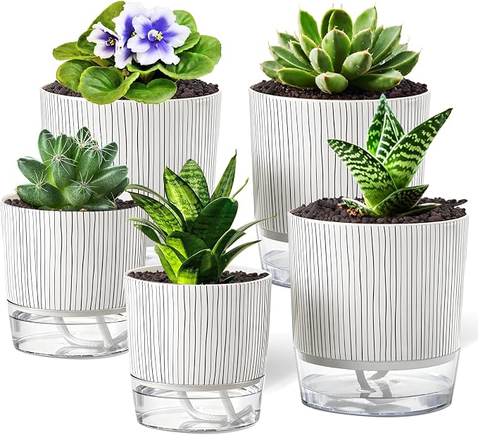 5 Pack Self Watering Pots for Indoor Plants, Easy-Care Pots for African Violet by Unknown