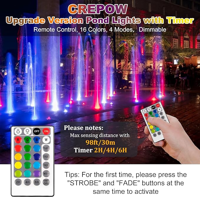 RGB Pond Lights with Timer, LED Underwater Submersible Colorful Landscape - Image 3