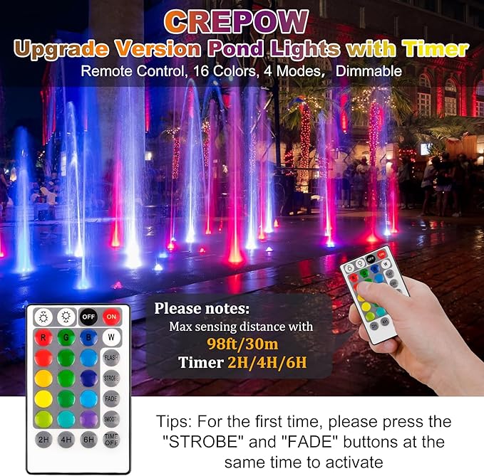 RGB Pond Lights with Timer, Super Bright LED Underwater Submersible Colorful - Image 3